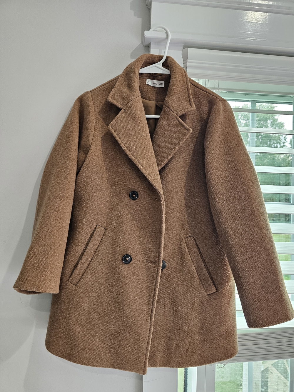 Girls Mango Double-Breasted Tan Peacoat